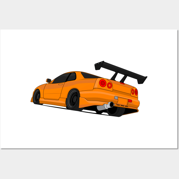 SKYLINE GTR R34 ORANGE Wall Art by VENZ0LIC